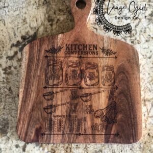 Engraved Acacia Charcuterie Board – Meat Temperature Guide or Kitchen Conversions | Lange Girl Designs, Tecumseh MI
